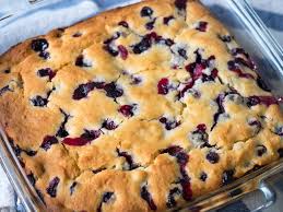 A slice of freshly baked buttermilk blueberry cake