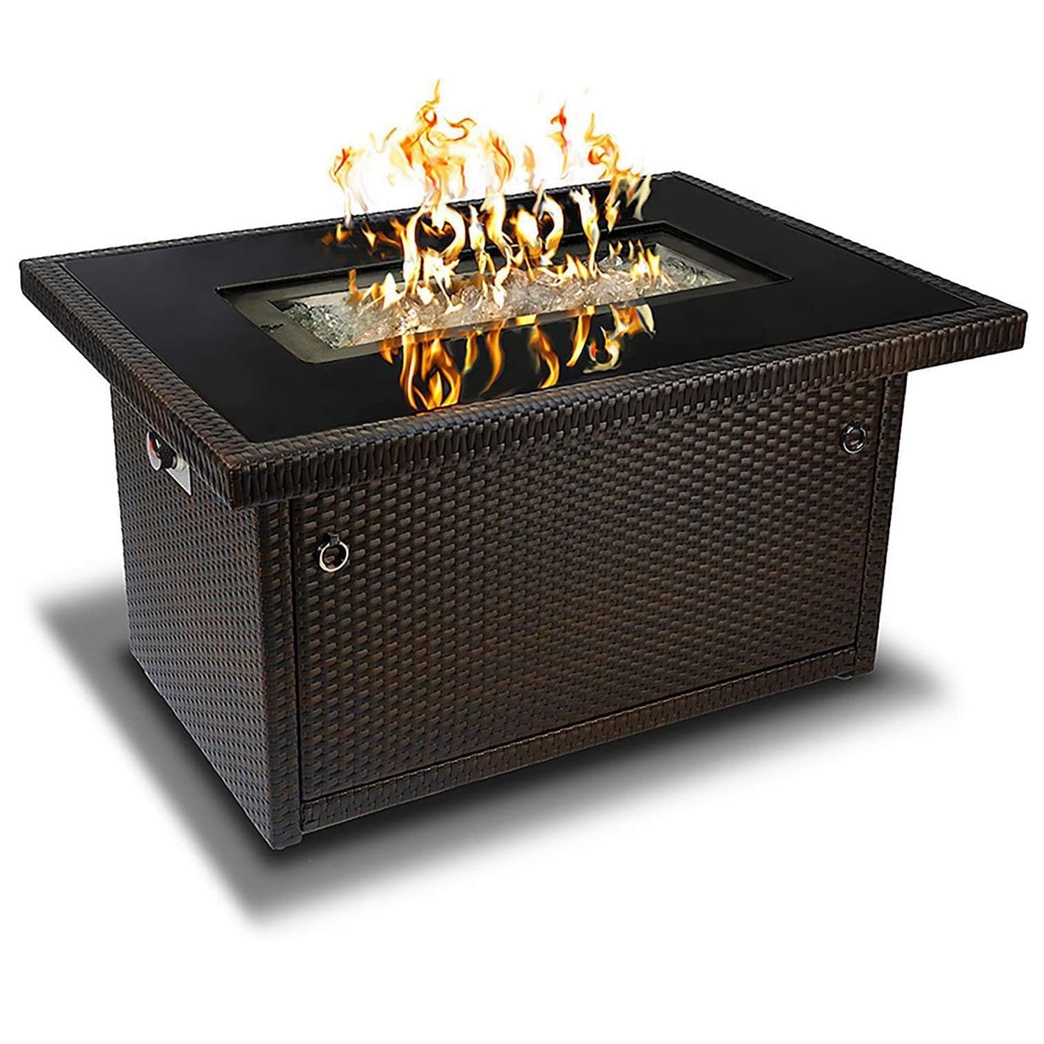 A beautiful outdoor backyard fire pit area with comfortable seating