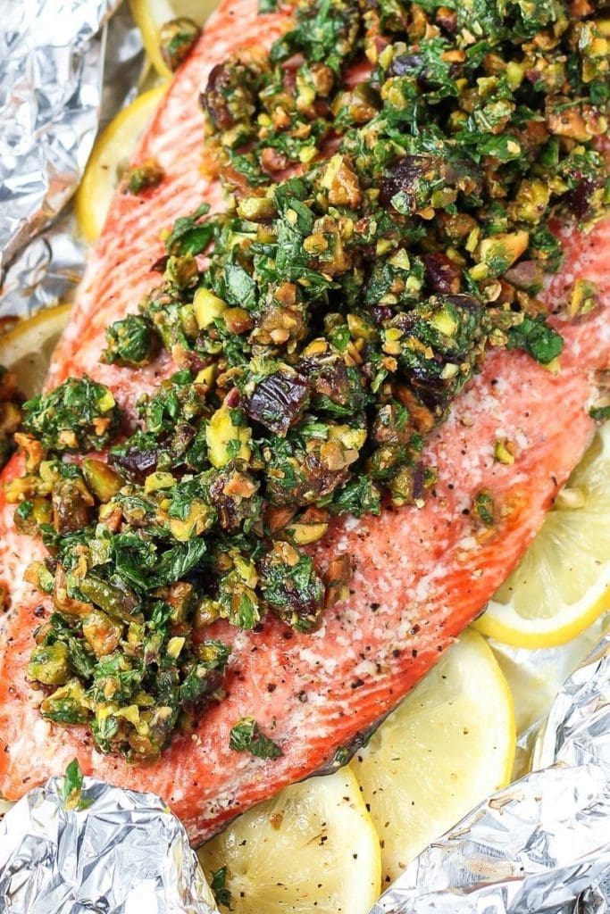 Baked Salmon With Pistachio & Pomegranate Baked Salmon With Pistachio & Pomegranate