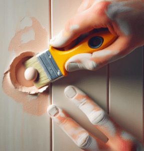 Fixing a nail hole before painting with Spackle Fixing a nail hole before painting with Spackle