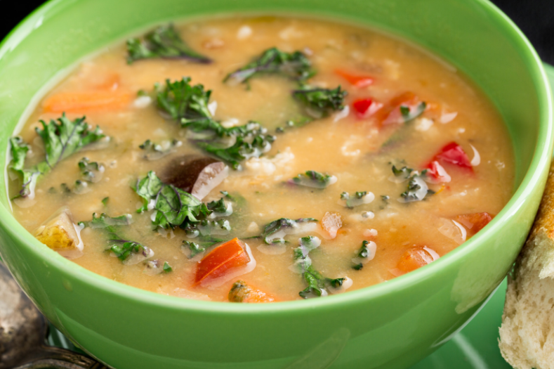 Soup with Roasted Vegetables and Kale Soup with Roasted Vegetables and Kale