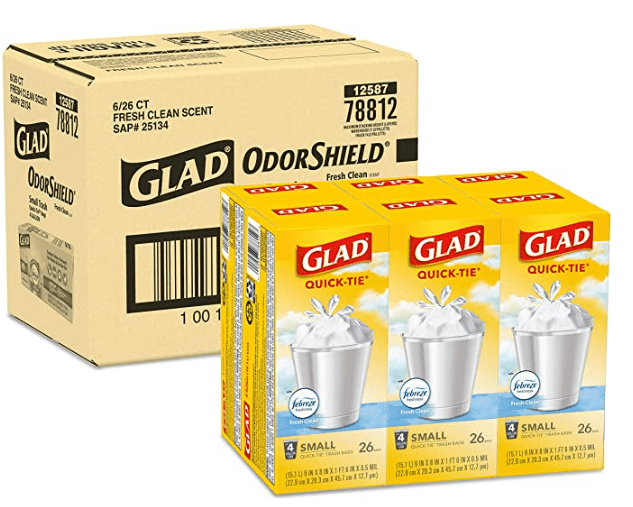 Glad Small Trash Bags - OdorShield 4 Gallon White Trash Bag Glad Small Trash Bags - OdorShield 4 Gallon White Trash Bag