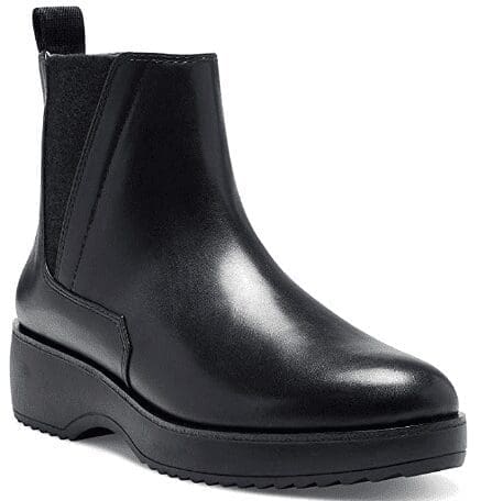 LOUISE ET CIE Zareb Black Leather Wedge Ankle Pull-on Chelsea Platform Bootie LOUISE ET CIE Zareb Black Leather Wedge Ankle Pull-on Chelsea Platform Bootie