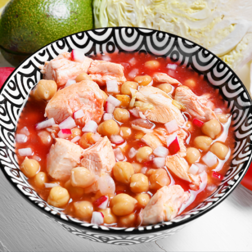 PORK CHILI VERDE WITH POSOLE AND RED RICE
