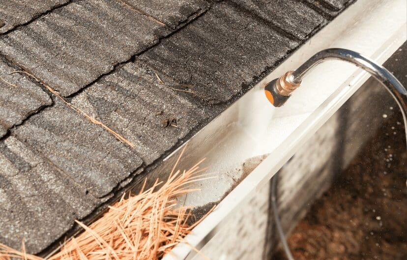 Pressure washing gutter Pressure washing gutter