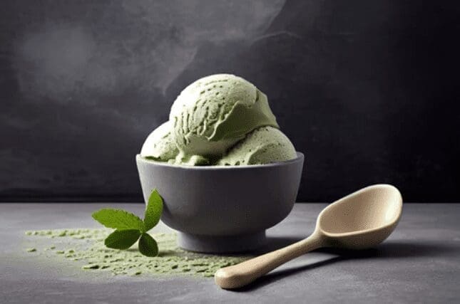 Green Tea Matcha Ice Green tea matcha flavored ice served in a bowl