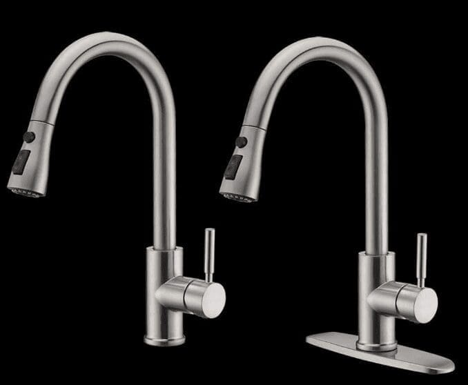 WEWE Single Handle High Arc Brushed Nickel Pull Out Kitchen Faucet WEWE Single Handle High Arc Brushed Nickel Pull Out Kitchen Faucet