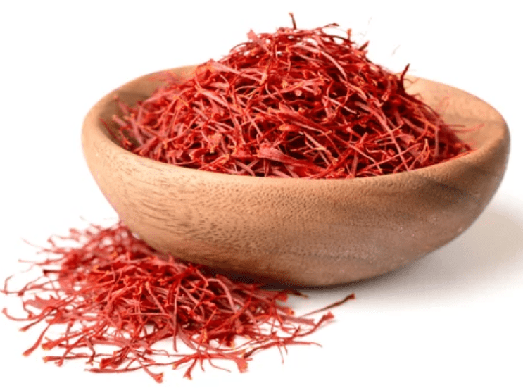 Saffron in wodden bowl Saffron in wodden bowl