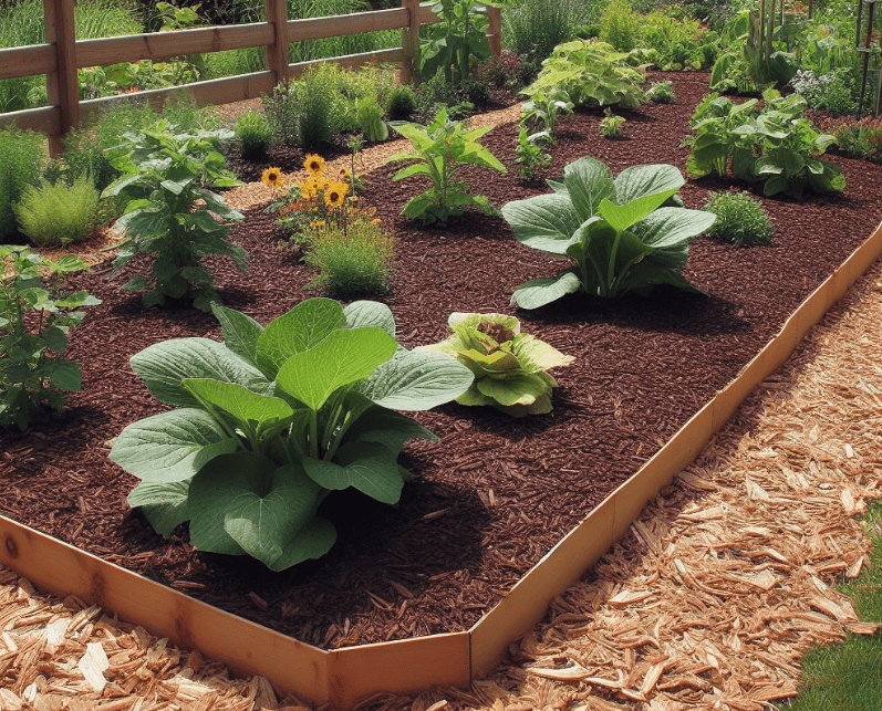 No-Dig bed mulched with wood chips No-Dig bed mulched with wood chips