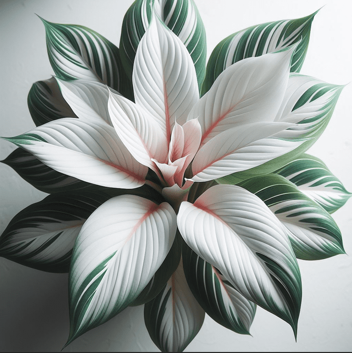 Calathea White Fusion vs White Fusion Comparison A beautiful Calathea White Fusion houseplant showing variegated green and white leaves