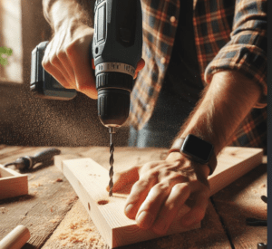 Drill the pilot hole to the desired depth Setting drilling depth for a pilot hole with tape on a drill bit