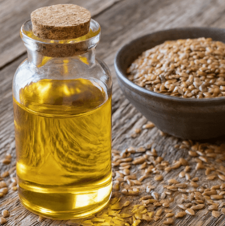 Flaxseed Oil Bottle of flaxseed oil made from pressed flax seeds