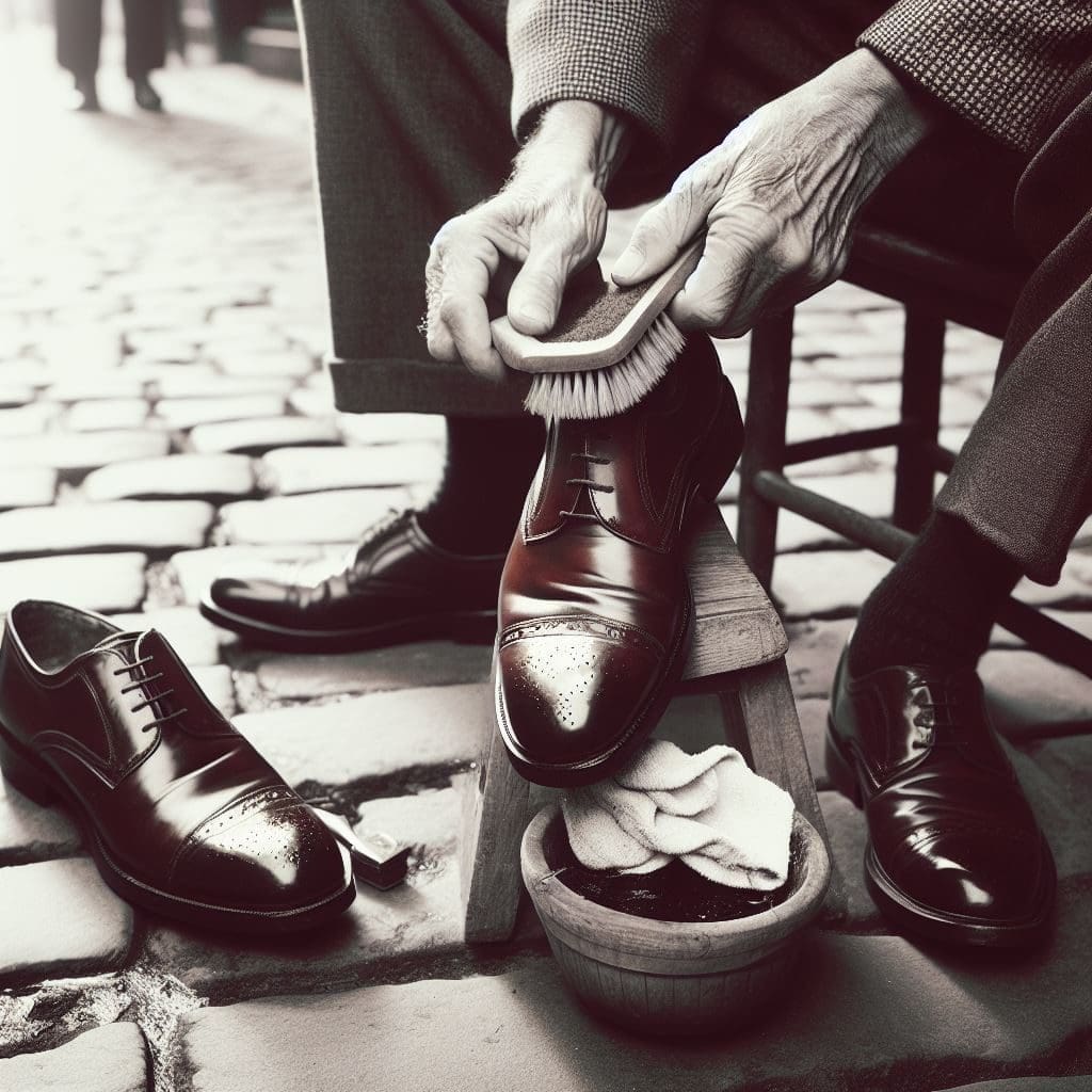 cleaning the Leather shoes cleaning the Leather shoes