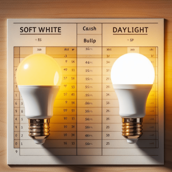 Soft White vs. Daylight Bulbs Soft White vs. Daylight Bulbs