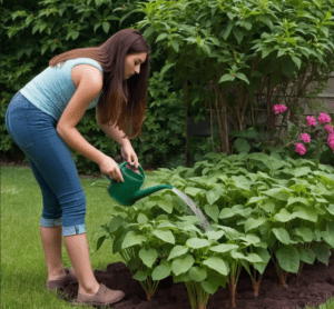 Watering Sweet Potato Vine Watering Sweet Potato Vine