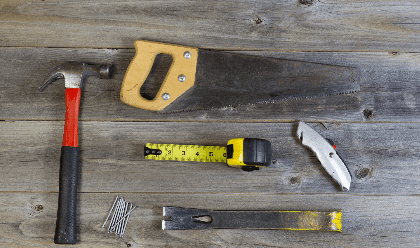 Basic Hand Tools A well-organized wooden toolbox filled with essential hand tools