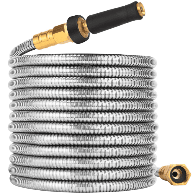 Rosy Earth Garden Hose 100 FT Rosy Earth 100 foot stainless steel flexible garden hose for yard RV and car washing