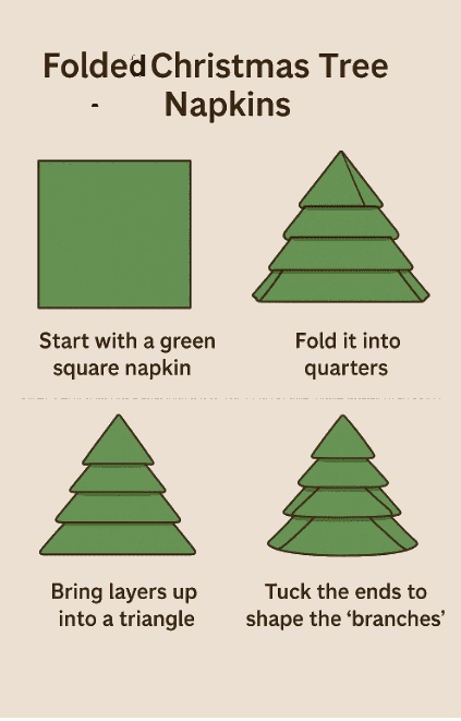 Folded Christmas Tree Napkins Folded Christmas Tree Napkins