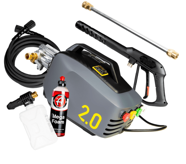 Active 2.0 electric pressure washer making thick foam on a car with a foam cannon