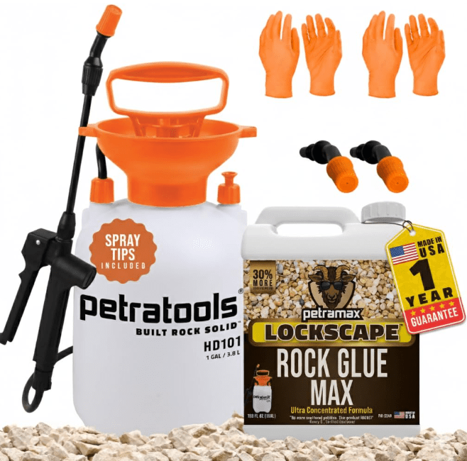 Lockscape Sticky Mulch Glue concentrate bottle, selected as the best budget-friendly strong bond mulch stabilizer