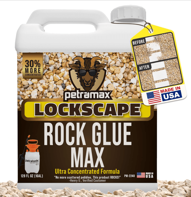 Bottle of PetraMax Mulch Glue Max concentrate, ranked as the best overall mulch adhesive for homeowners in 2026