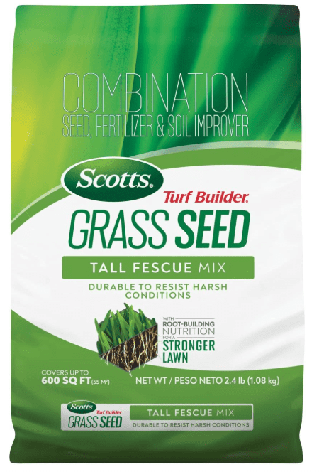 Scotts Turf Builder Tall Fescue Mix bag, a highly heat and drought-resistant grass seed for 2026 spring overseeding. Scotts Turf Builder Tall Fescue Mix bag, a highly heat and drought-resistant grass seed for 2026 spring overseeding.