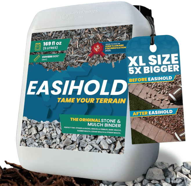 Vuba Easihold liquid rock binder pouring over decorative stones, chosen as the best premium rock glue for 2026