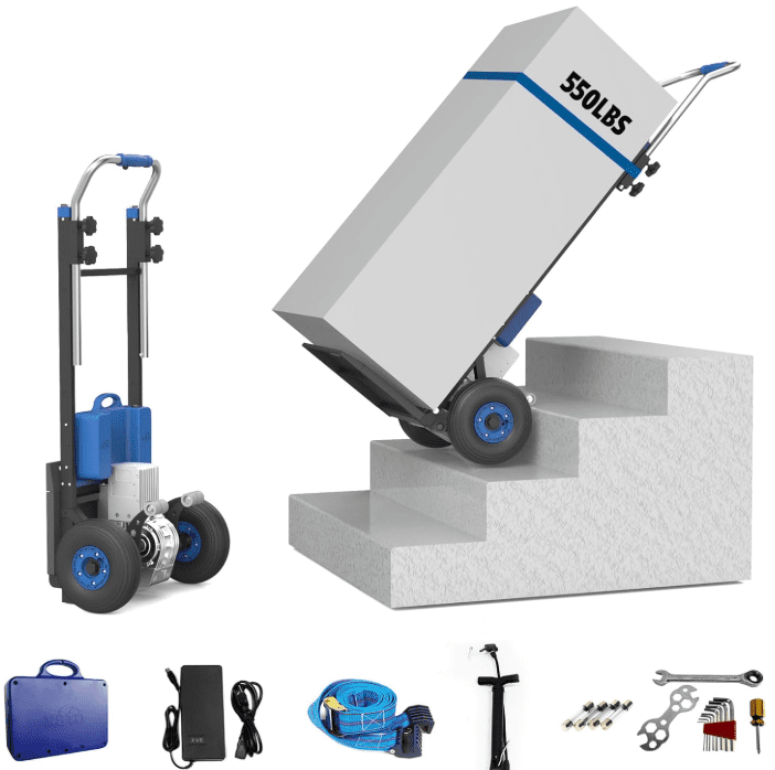 Electric Stair Climbing Dolly,Moving Heavy Objects Up and Down Stairs Effortless,550lbs Heavy Duty Stair Climber Hand Truck with Telescoping Handle (XSTO ZW47250) Electric Stair Climbing Dolly