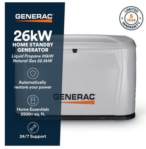 Generac 26kW Home Standby Generator Generac 26kW home standby generator for whole house backup power