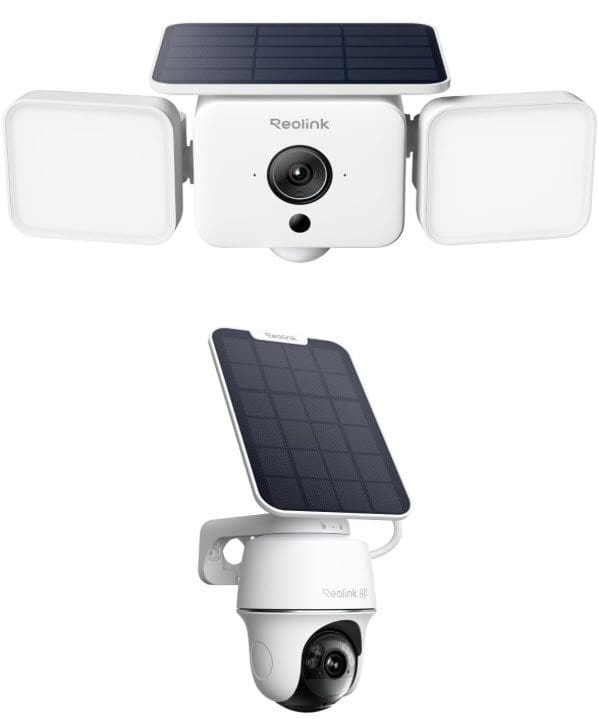 REOLINK Solar Floodlight Cam + Argus PT Ultra, 4K 360° Security Cameras Wireless Outdoor, Up to 1000lm Light & Siren Alarm, AI/PIR Motion-Activated Floodlight, Color Night Vision, Auto-Tracking Reolink Solar Floodlight Camera