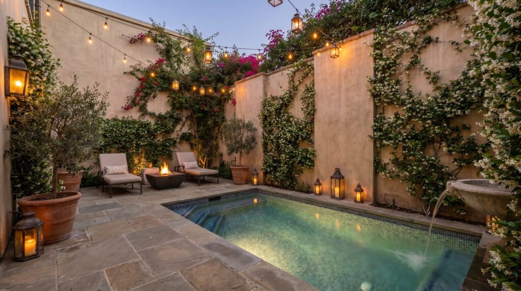 Courtyard Pool Courtyard pool in a small enclosed backyard