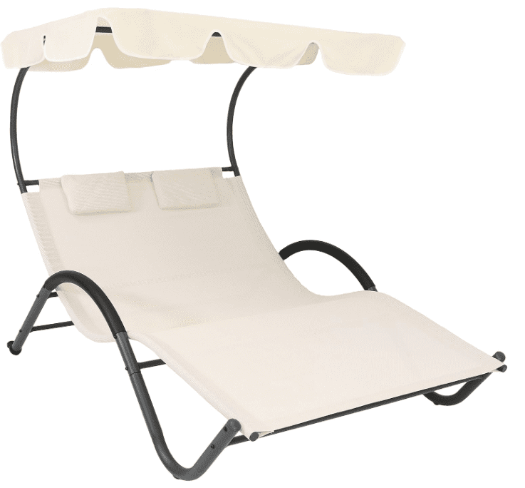 Sunnydaze Outdoor Double Chaise Lounge with Canopy Shade Sunnydaze Outdoor Double Chaise Lounge with Canopy Shade